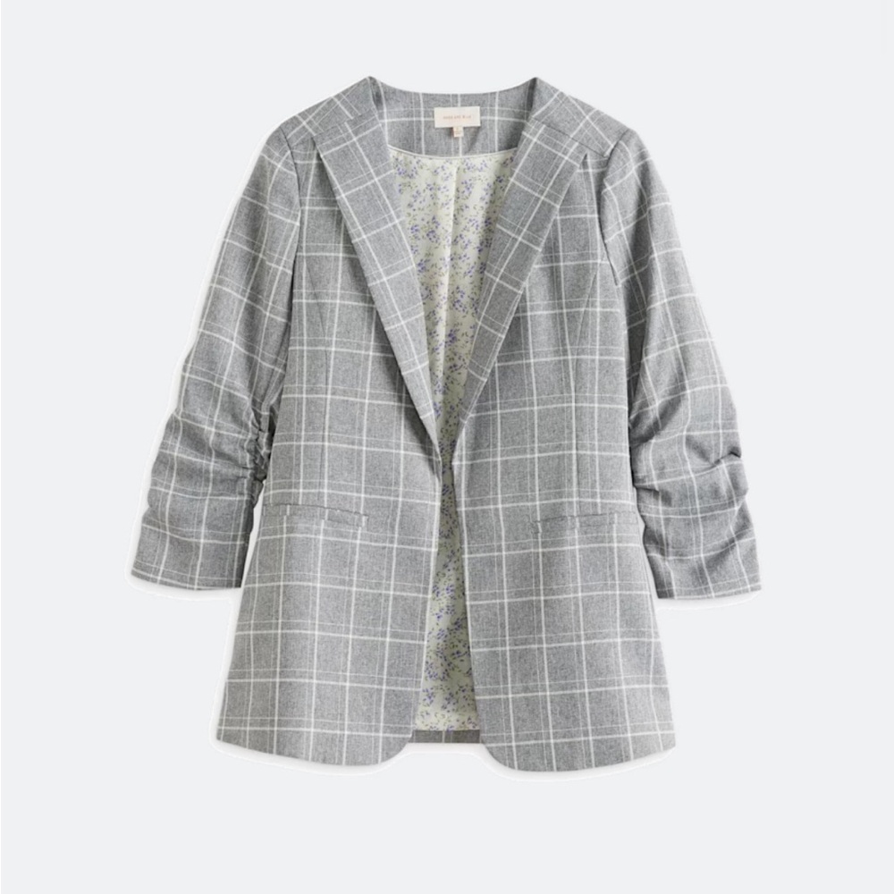 Skies Are Blue Checkered Gray Blazer